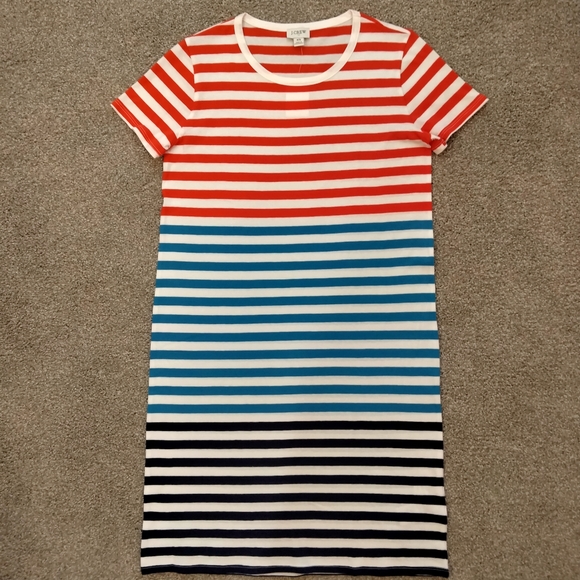 NWT Sz XS JCrew Factory Stripes SS T-Shirt Dress - Picture 8 of 9